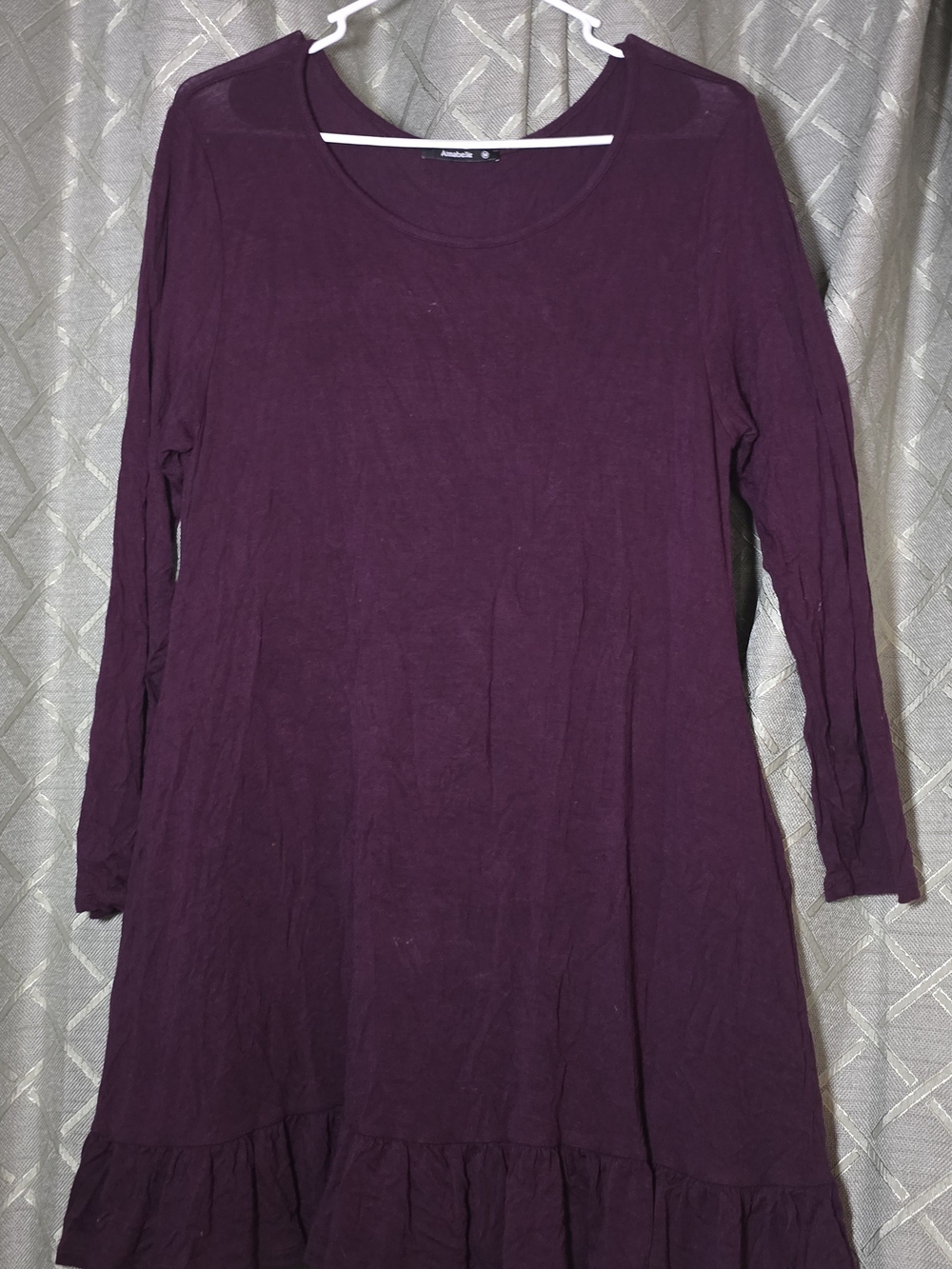 Women's Long Sleeve Scoop Neck Tunic Dress - Burgundy